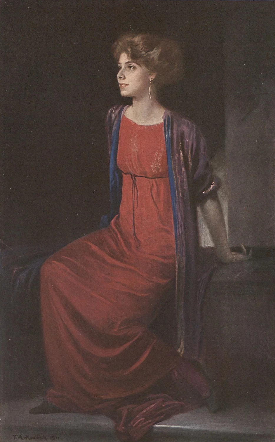 Ritratto di donna in abito rosso